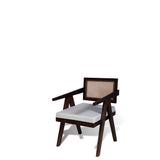 STYLISH LOUNGE CHAIR CANING BACK SAGWAN WOOD FRAME BACK SEAT WITH CUSHION