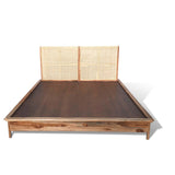 Sagwan Cane Rattan Wooden Bed in Queen Size (6X6 ft) Teak Finish