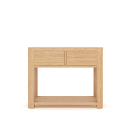 Console Unit With Two Drawer in Oak Wood Finish  Size Console Table