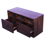 Double Colour Solid Wooden TV Table with Secured Metal Legs Desk for Living Room White painted shutters and walnut finish body