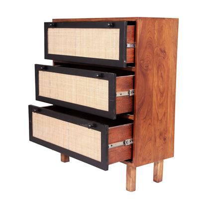 Console Table in Cane antique finish with natural mango wood