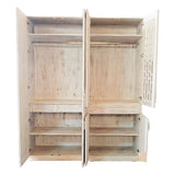 Modern Cane Two Door Almirah Wardrobe storage cabinet on metal legs