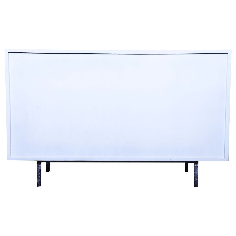 Double Colour Solid Wooden TV Table with Secured Metal Legs Desk for Living Room   White painted shutters and walnut finish body
