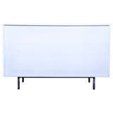 Double Colour Solid Wooden TV Table with Secured Metal Legs Desk for Living Room   White painted shutters and walnut finish body