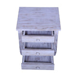 Sagwan wood  three drawer antique design  Bedside table with white distress
