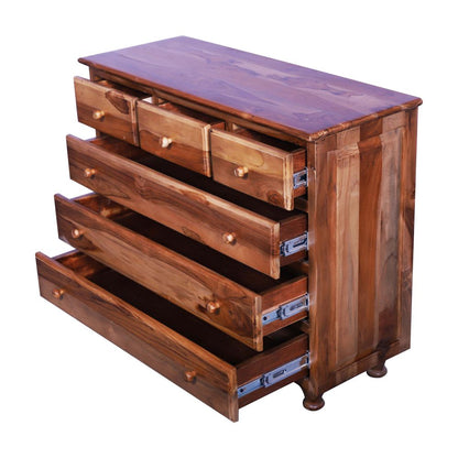 Sagwan Wood Chest of Drawers Cabinet Oak Finish With Storage For Living Room