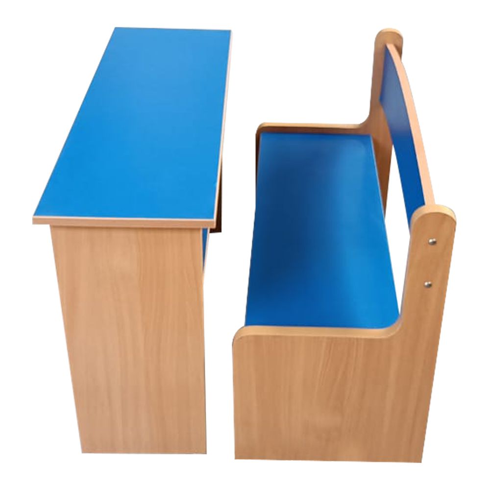 Dual Desk For School Students In Metal Frame Wooden Top