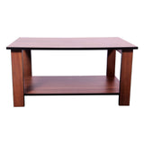 Pre laminated particle board center table in teak finish
