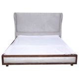 Wooden leather bed in rectangle