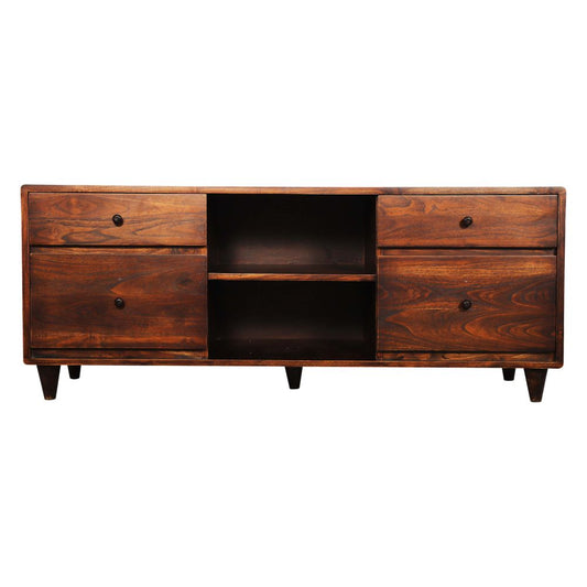 Sagwan Wood Chest of Drawers Walnut Finish With 4 Racks Cabinet