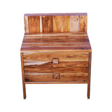 Home furniture sagwan wood bedside end table with drawer natural finish