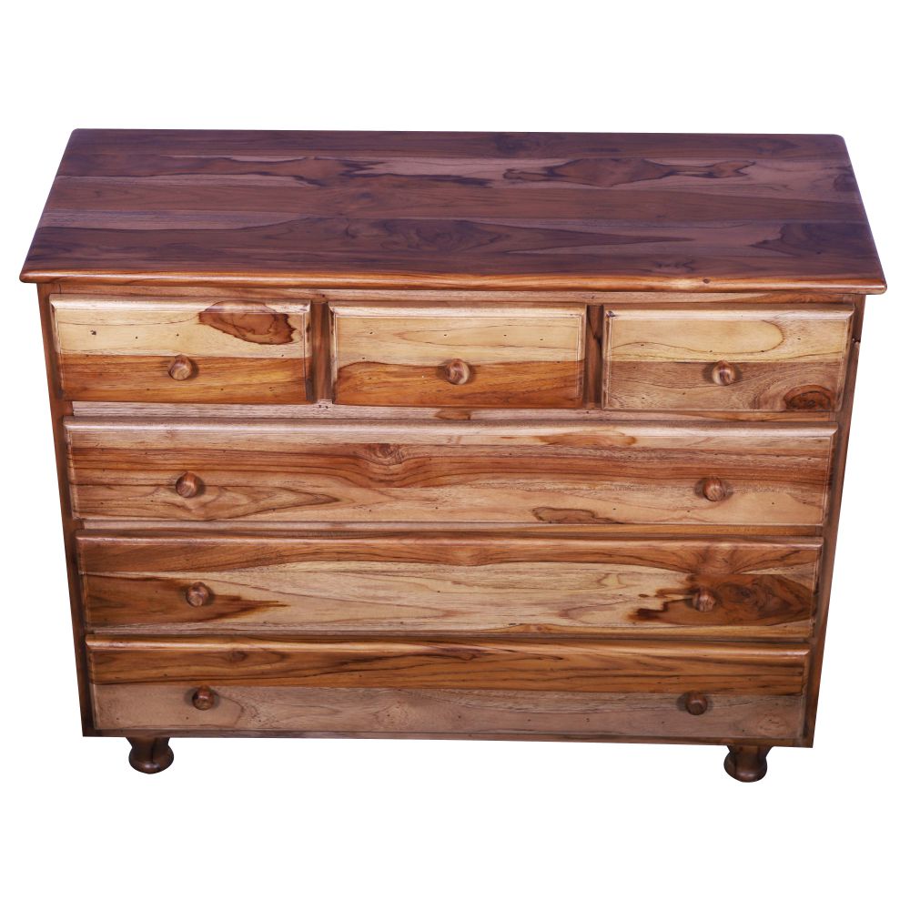 Sagwan Wood Chest of Drawers Cabinet Oak Finish With Storage For Living Room