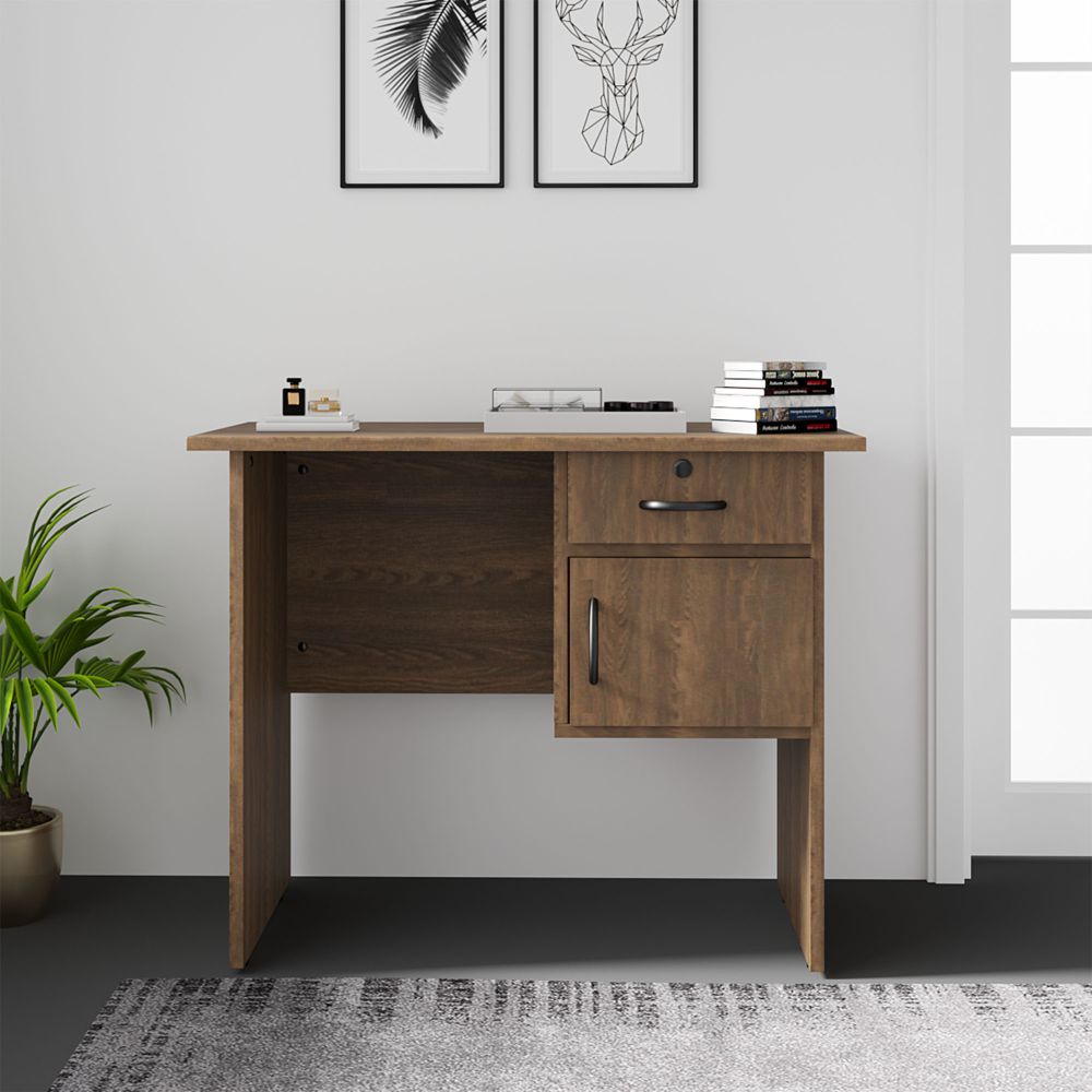 Wooden Computer Table Engineered Wood Study Table Teak Finish For Livingroom/StudyRoom