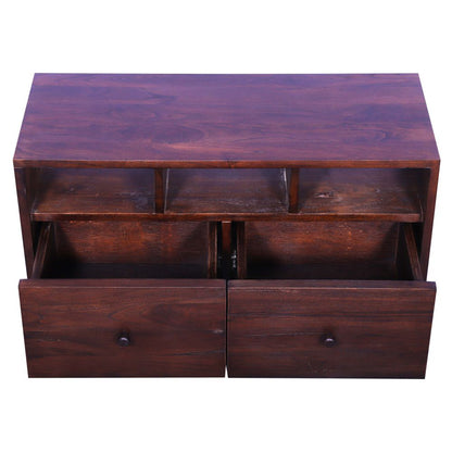 Double Colour Solid Wooden TV Table with Secured Metal Legs Desk for Living Room White painted shutters and walnut finish body
