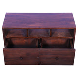 Double Colour Solid Wooden TV Table with Secured Metal Legs Desk for Living Room White painted shutters and walnut finish body