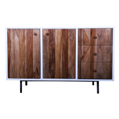 Double Colour Solid Wooden TV Table with Secured Metal Legs Desk for Living Room   White painted shutters and walnut finish body