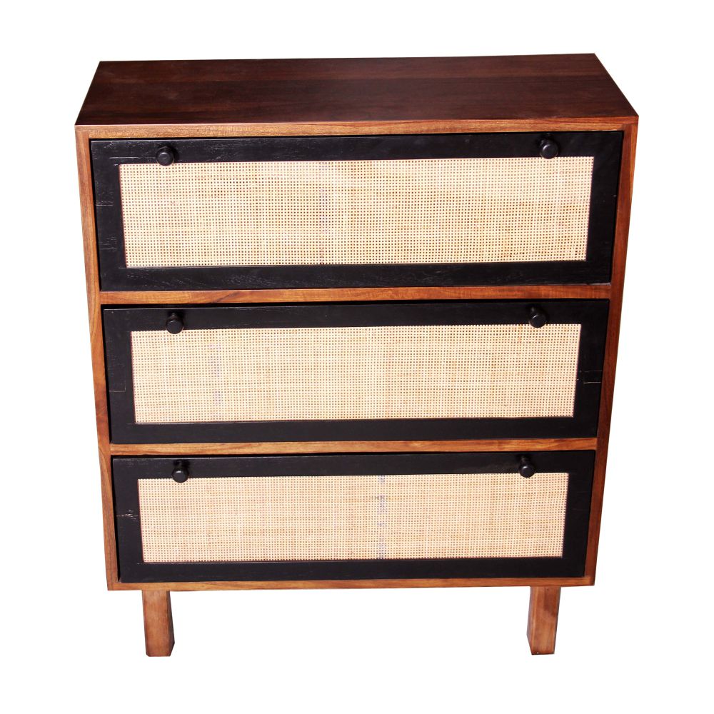 Console Table in Cane antique finish with natural mango wood