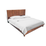 Wooden Bed Fluted Back (6X6 ft)  Natural Wood Walnut Finish