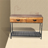 Two Drawer Console Table Natural Wood Finish For Living Room/ Study Room