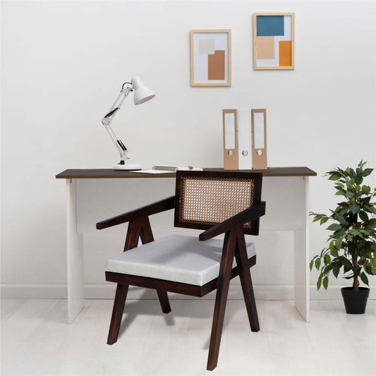 STYLISH LOUNGE CHAIR CANING BACK SAGWAN WOOD FRAME BACK SEAT WITH CUSHION