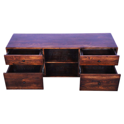 Sagwan Wood Chest of Drawers Walnut Finish With 4 Racks Cabinet