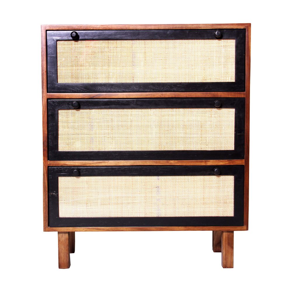 Console Table in Cane antique finish with natural mango wood