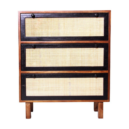 Console Table in Cane antique finish with natural mango wood