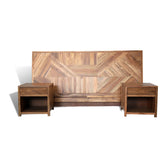 Wooden Bed Mid Walnut Color  Minimalist Queen Size (6X6 ft) bed Teak Finish with Zig -Zag Panal
