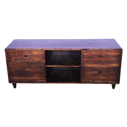 Sagwan Wood Chest of Drawers Walnut Finish With 4 Racks Cabinet