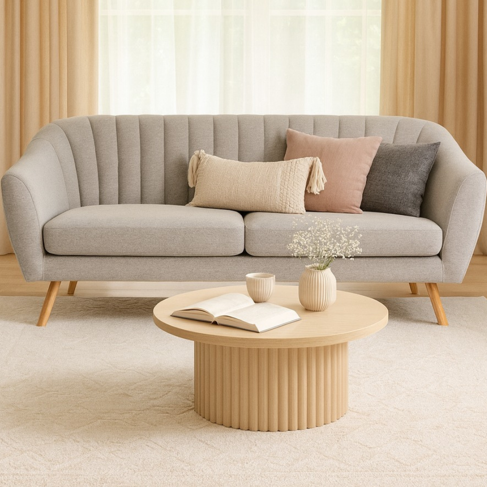 Su-Ākriti – Contemporary Curved Fabric Sofa