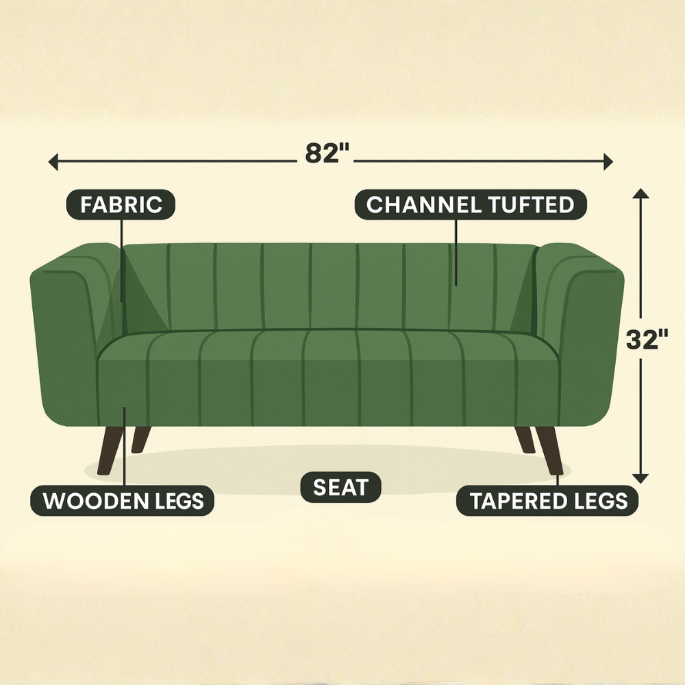 Aurelia Luxe Grey Sofa | Vertical Channel Tufted Design | Theom Living