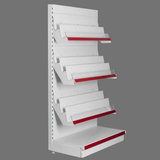 Angled Display Rack | 5-Tier Grocery & Retail Shelf with Green Accent | SRK Modular Furniture
