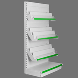 Angled Display Rack | 5-Tier Grocery & Retail Shelf with Green Accent | SRK Modular Furniture