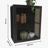 Industrial Metal Mesh Wall Cabinet | Black Steel Wall-Mounted Storage | SRK Modular Furniture