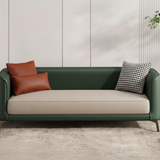 Vittoro Fusion Sofa | Tan Leather & Checkered Fabric Designer Sofa | Theom Living