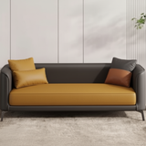 Vittoro Fusion Sofa | Tan Leather & Checkered Fabric Designer Sofa | Theom Living