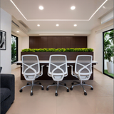 8-Seater White Modern Office Workstation | Premium Modular Desk with Planter Divider | SRK Modular Furniture