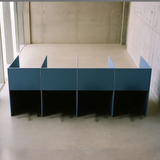 Premium 4-Seater Office Workstation with Acoustic Panels | Blue Privacy Cubicle Desk | Modular Office Furniture by SRK Furniture