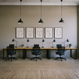 Modern 6-Seater Office Workstation Set | Teak Finish Tabletop & Black Metal Frame | Premium Modular Office Furniture by SRK Furniture