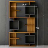 Solid Wood Bookshelf with Storage Cabinet | Modern Open Display Rack | Theom Living