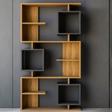 Solid Wood Bookshelf with Storage Cabinet | Modern Open Display Rack | Theom Living
