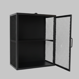 Industrial Metal Mesh Wall Cabinet | Black Steel Wall-Mounted Storage | SRK Modular Furniture