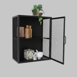 Industrial Metal Mesh Wall Cabinet | Black Steel Wall-Mounted Storage | SRK Modular Furniture