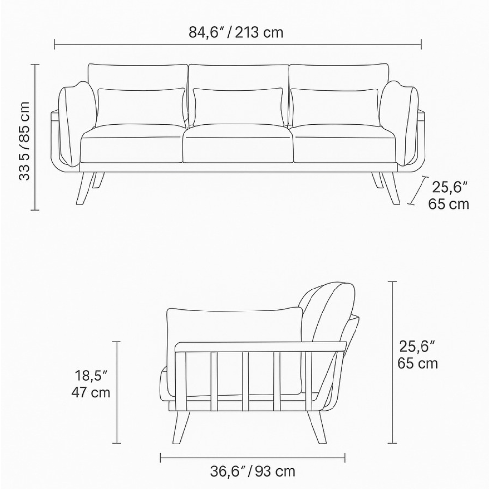 Vastra – Contemporary Wooden Frame Sofa