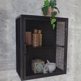 Industrial Metal Mesh Wall Cabinet | Black Steel Wall-Mounted Storage | SRK Modular Furniture