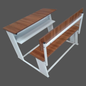 Dual Desk For School Students In Metal Frame Wooden Top