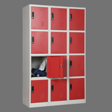 12-Door Metal Storage Locker | Green & White Steel Locker Cabinet | SRK Modular Furniture