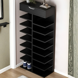 Modern 12-Tier Wooden Shoe Rack with Drawer | Space-Saving Organizer | Theom Living
