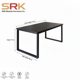 Modern 6-Seater Meeting & Discussion Table | Black Metal Frame with Walnut Top | SRK Modular Furniture