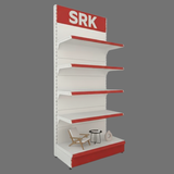 SRK Branded Retail Display Rack | 5-Tier Metal Gondola Shelf Unit | Modular Retail Fixture